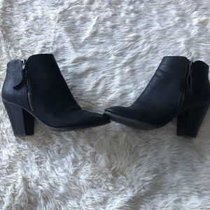 Black leather booties